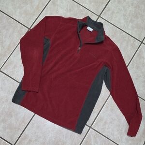 Columbia Zip Up Sweater Red and Gray Fleece